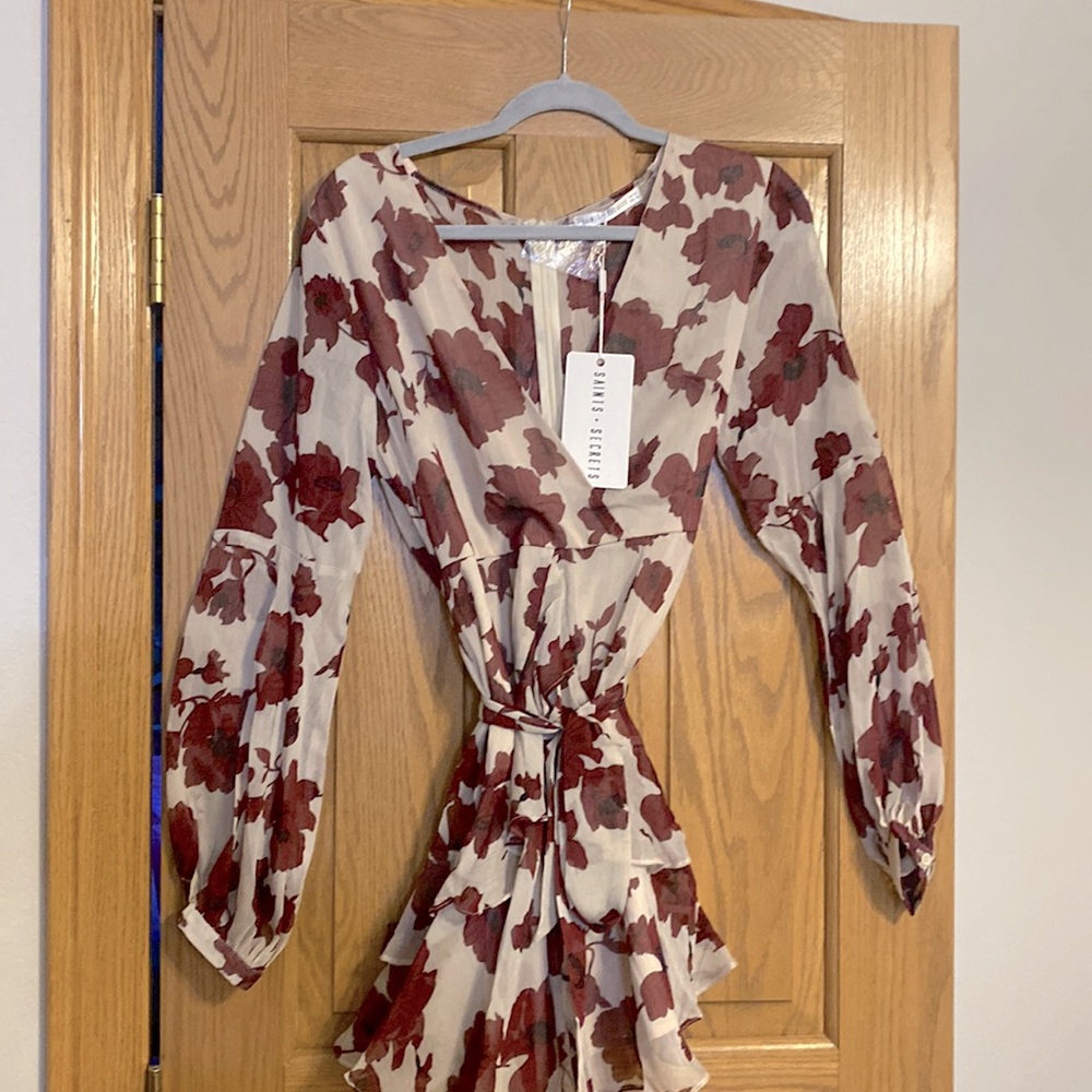 Women’s Floral Long Sleeve Ruffle Dress